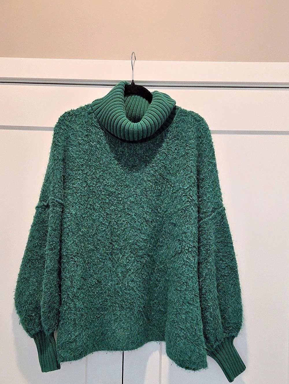 Free People Ottoman Slouchy Tunic Green Cowl Neck Sweater